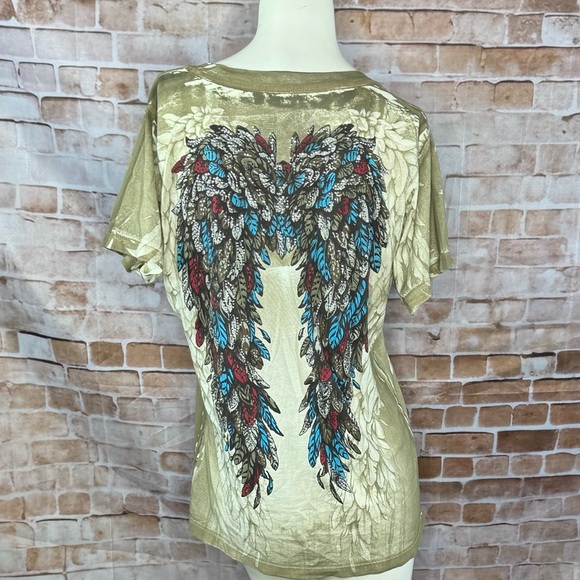 Affliction Women’s Graphic Short Sleeve V-Neck -Size: Large -NWT - Picture 7 of 12